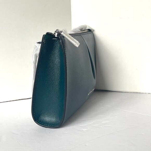 Marc Jacobs Crossbody Small Clutch Green Gray Leather Pleated Two Tone - Picture 6 of 9